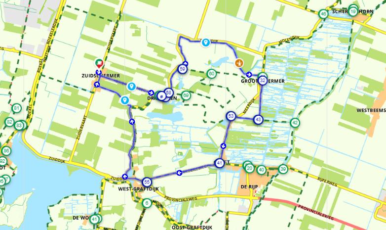 Land van Leeghwater route op de kaart